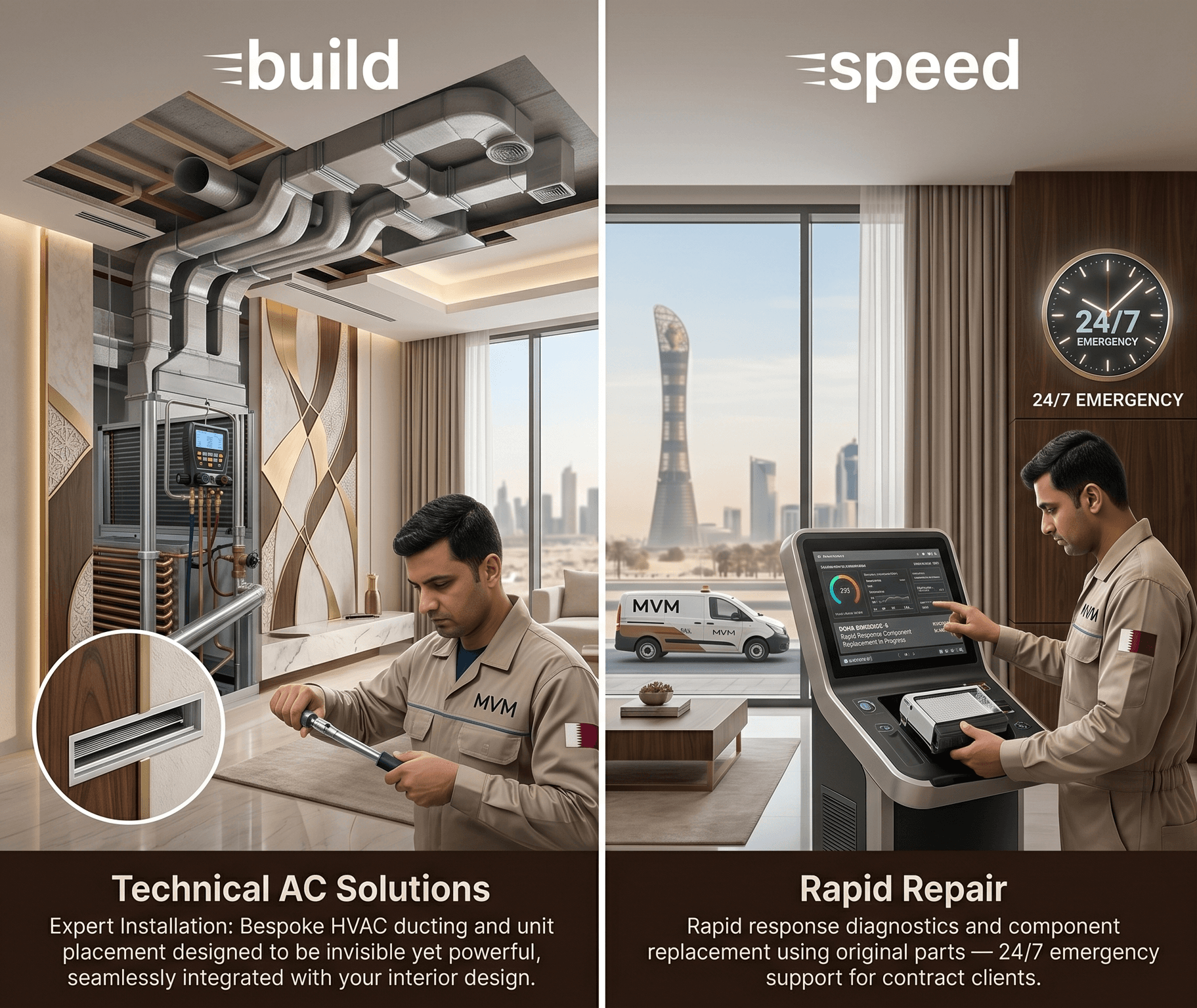 AC installation by MVM in Doha
